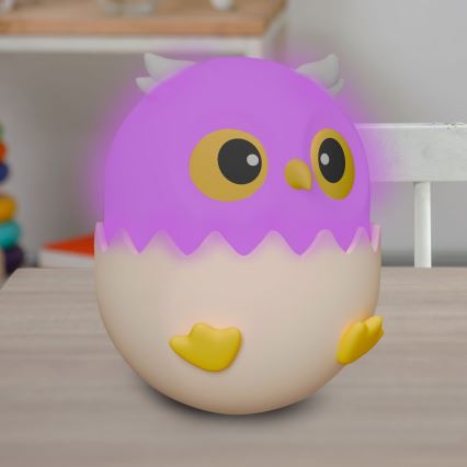 LED RGBW Zatemnitvena otroška svetilka na dotik LED/1W/5V USB 1200 mAh sova modra