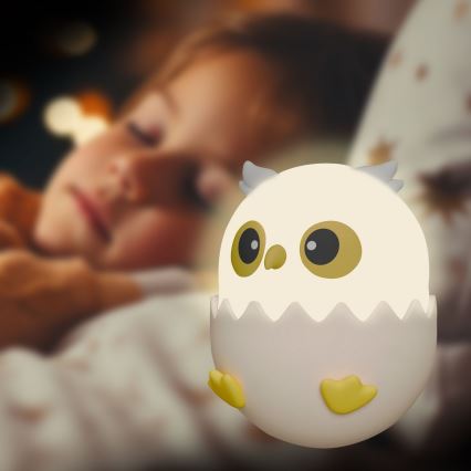 LED RGBW Zatemnitvena otroška svetilka na dotik OWL LED/1W/5V USB 1200 mAh sova roza