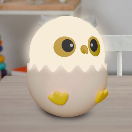 LED RGBW Zatemnitvena otroška svetilka na dotik OWL LED/1W/5V USB 1200 mAh sova roza