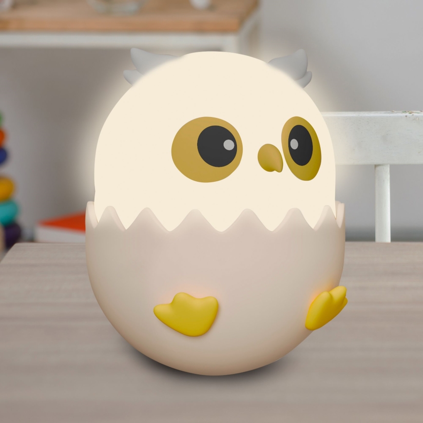 LED RGBW Zatemnitvena otroška svetilka na dotik OWL LED/1W/5V USB 1200 mAh sova roza