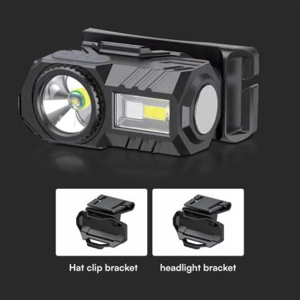 LED RGBW Zatemnitvena polnilna naglavna svetilka USB LED/3W/5V IP43 190 sijajni 24 h 750 mAh