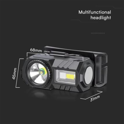 LED RGBW Zatemnitvena polnilna naglavna svetilka USB LED/3W/5V IP43 190 sijajni 24 h 750 mAh