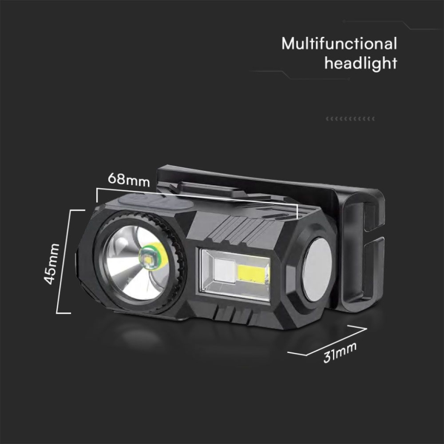 LED RGBW Zatemnitvena polnilna naglavna svetilka USB LED/3W/5V IP43 190 sijajni 24 h 750 mAh