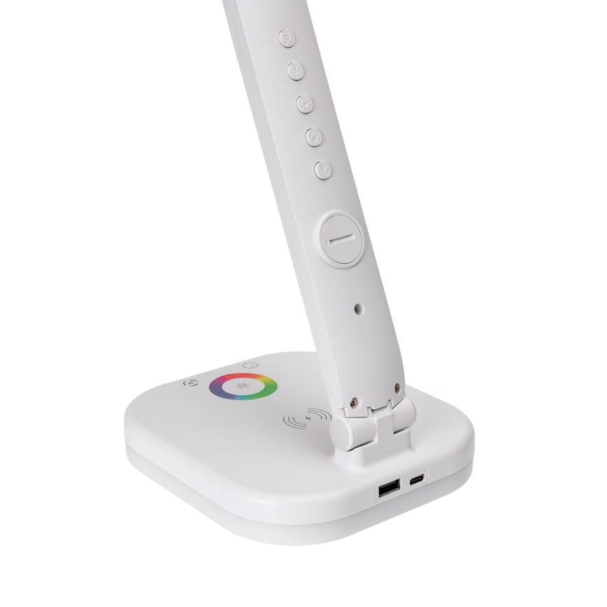 LED RGBW Zatemnitvena namizna svetilka na dotik z brezžični polnjenjem, zaslonom in USB vrata MAGNUS LED/6W/5V 3000-6500K bela