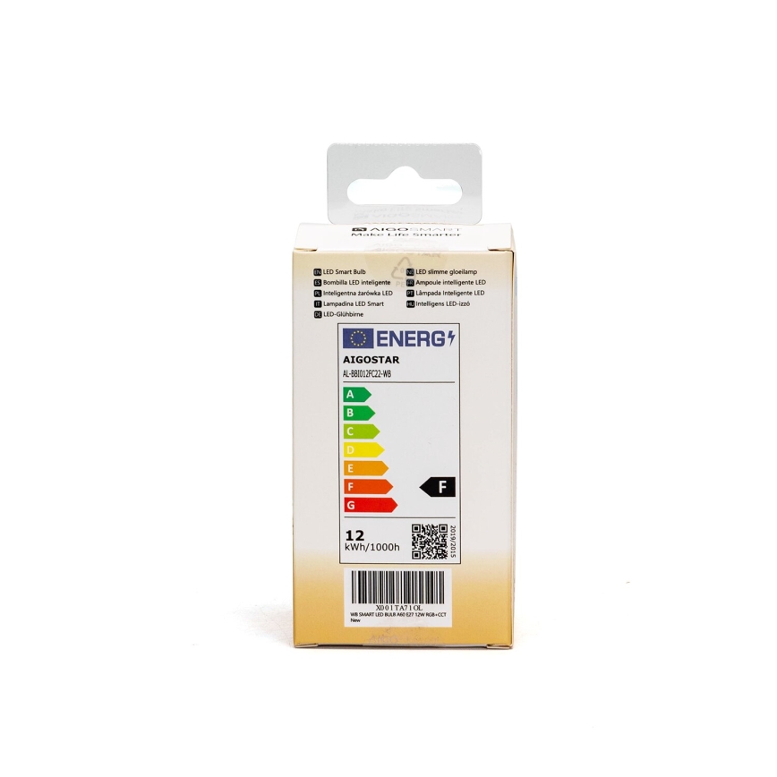 LED RGBW Zatemnitvena žarnica A60 E27/12W/230V 2700-6500K Wi-Fi - Aigostar