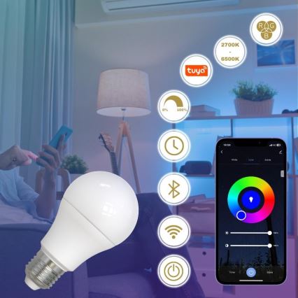 LED RGBW Zatemnitvena žarnica A60 E27/9W/230V 2700-6500K Wi-Fi Tuya