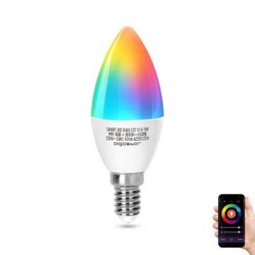 LED RGBW Zatemnitvena žarnica C37 E14/5W/230V 3000-6500K Wi-Fi - Aigostar
