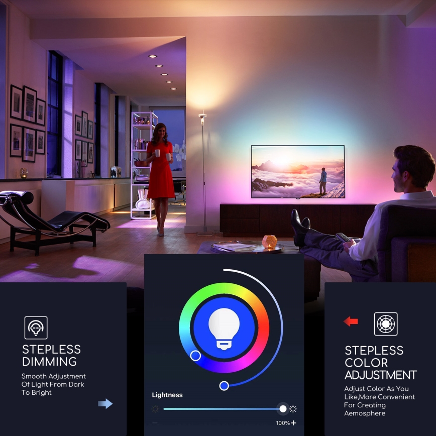 LED RGBW Zatemnitvena žarnica C37 E14/5W/230V 3000-6500K Wi-Fi - Aigostar