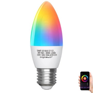 LED RGBW Zatemnitvena žarnica C37 E27/5W/230V 3000-6500K Wi-Fi - Aigostar