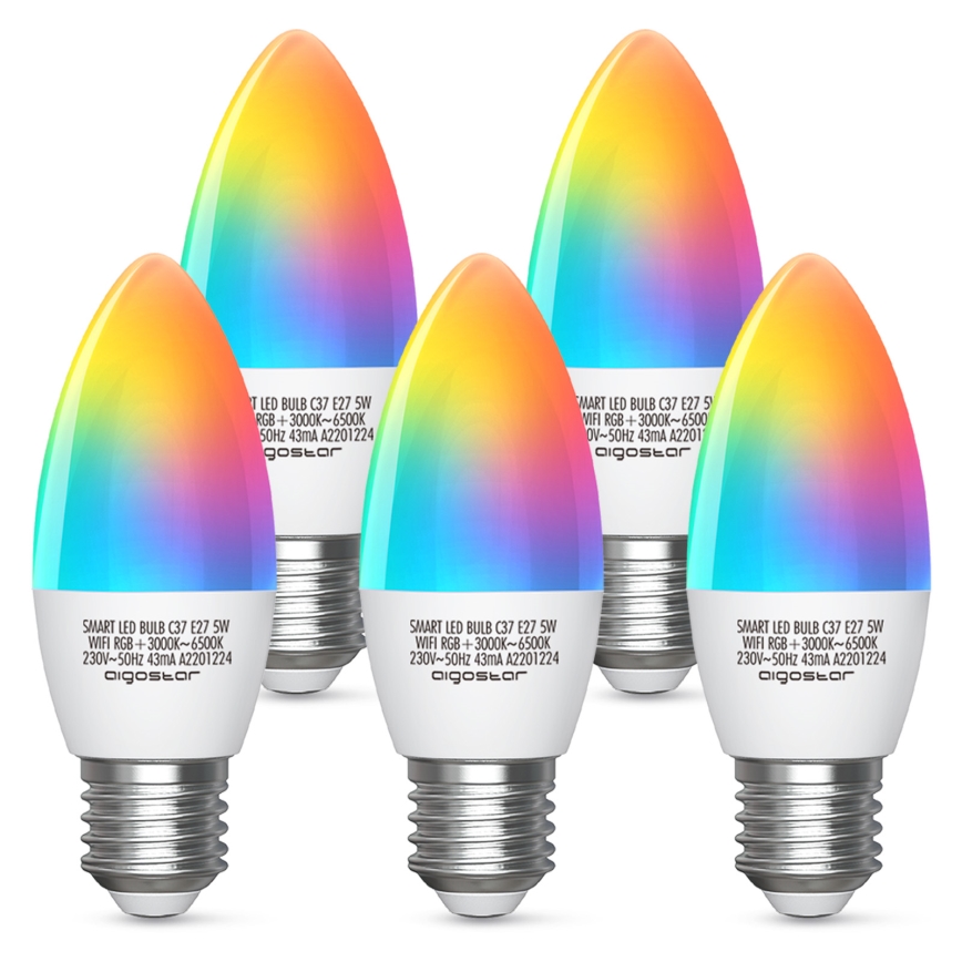 LED RGBW Zatemnitvena žarnica C37 E27/5W/230V 3000-6500K Wi-Fi - Aigostar