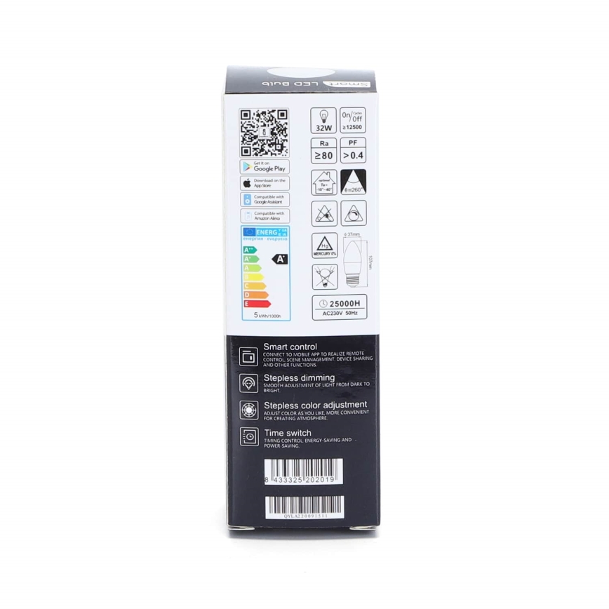 LED RGBW Zatemnitvena žarnica C37 E27/5W/230V 3000-6500K Wi-Fi - Aigostar