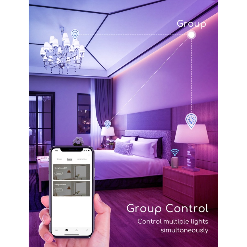 LED RGBW Zatemnitvena žarnica C37 E27/7W/230V 3000-6500K Wi-Fi - Aigostar