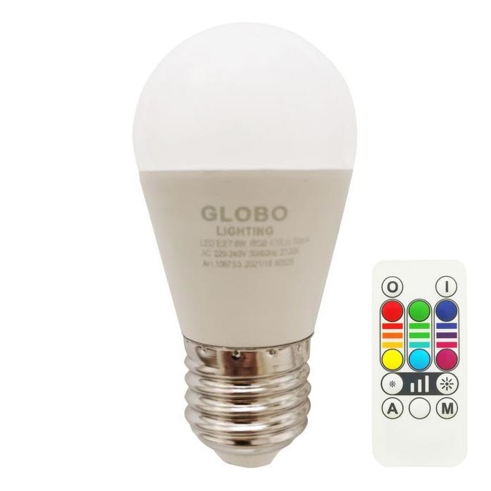 LED RGBW Zatemnitvena žarnica E27/6W/230V 3000K + Daljinski upravljalnik - Globo