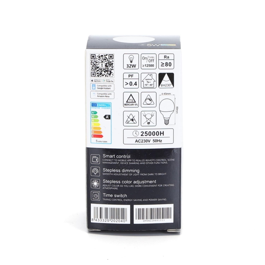 LED RGBW Zatemnitvena žarnica G45 E14/5W/230V 3000-6500K Wi-Fi - Aigostar
