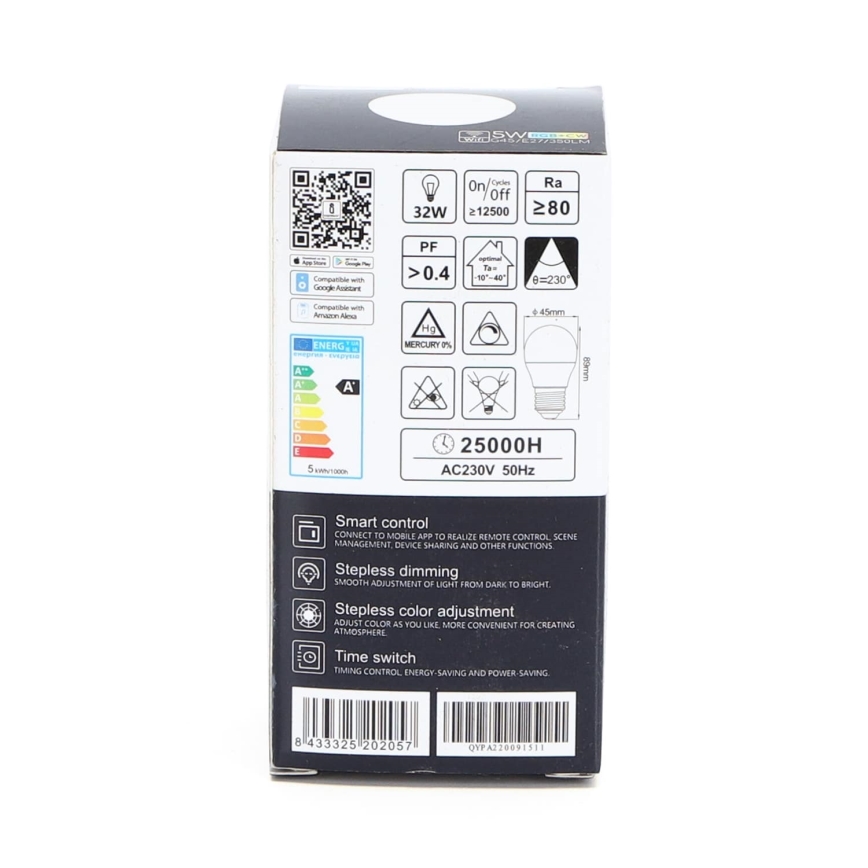 LED RGBW Zatemnitvena žarnica G45 E27/5W/230V 3000-6500K Wi-Fi - Aigostar
