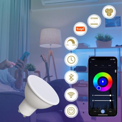LED RGBW Zatemnitvena žarnica GU10/4,5W/230V 2700-6500K Wi-Fi Tuya