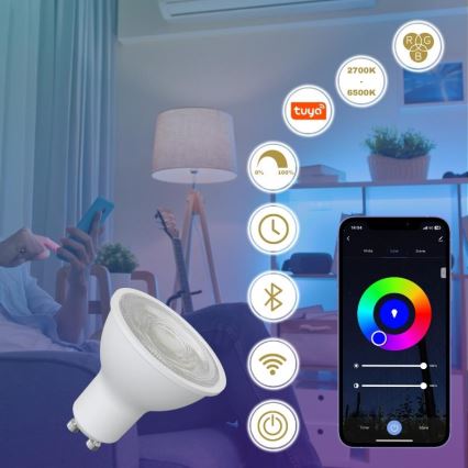 LED RGBW Zatemnitvena žarnica GU10/4,5W/230V 2700-6500K Wi-Fi Tuya