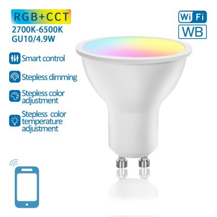 LED RGBW Zatemnitvena žarnica GU10/4,9W/230V 2700-6500K Wi-Fi - Aigostar