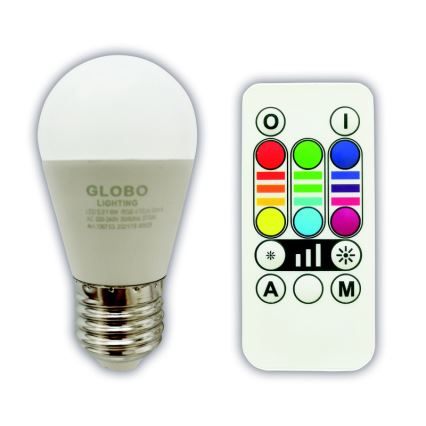 LED RGBW Zatemnitvena žarnica E27/6W/230V 3000K + Daljinski upravljalnik - Globo