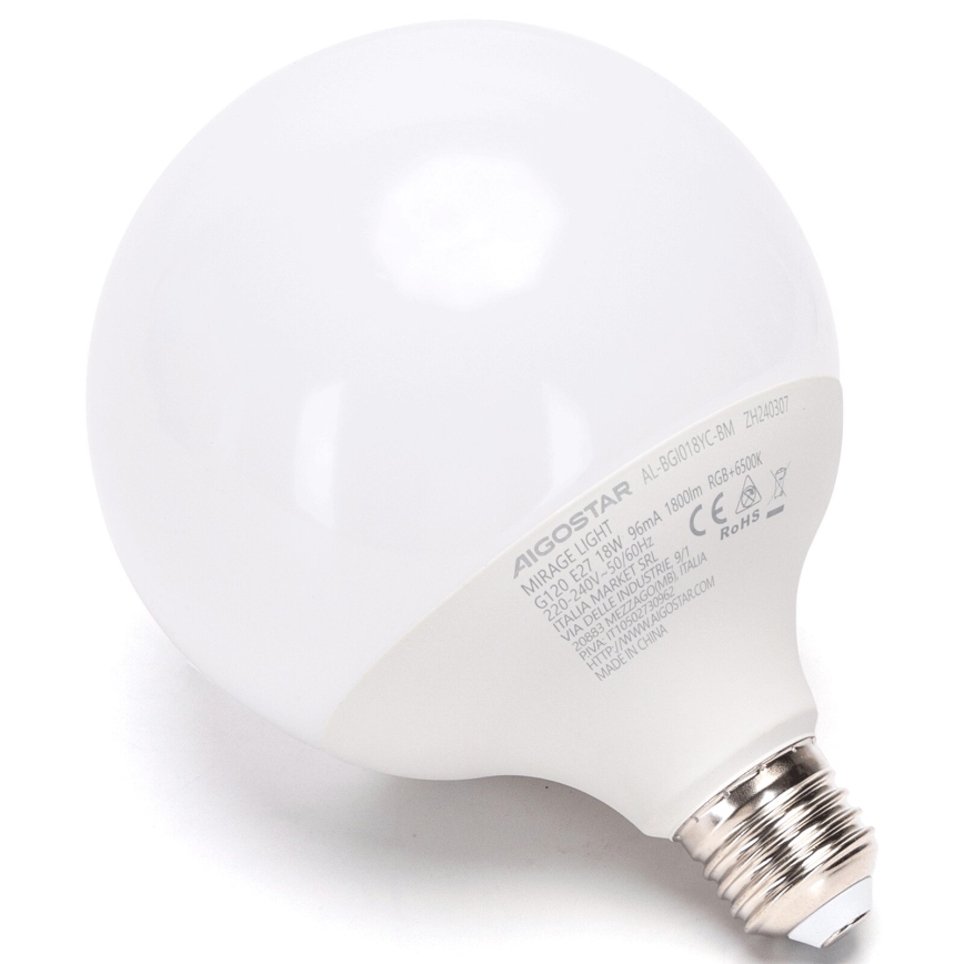 LED RGBW Zatemnitvena žarnica MESH G120 E27/18W/230V 6500K + Daljinski upravljalnik - Aigostar