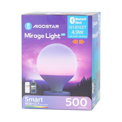 LED RGBW Zatemnitvena žarnica MESH G120 E27/4,9W/230V 2700-6500K + Daljinski upravljalnik - Aigostar