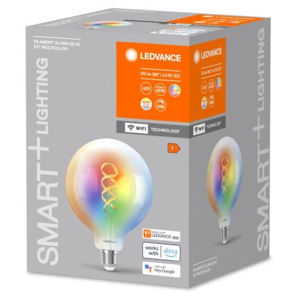 LED RGBW Zatemnitvena žarnica SMART+ FILAMENT E27/4,8W/230V 2700-6500K Wi-Fi - Ledvance