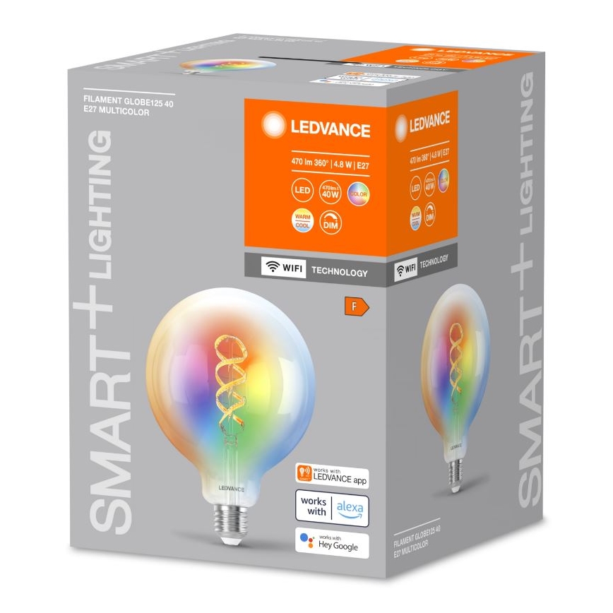 LED RGBW Zatemnitvena žarnica SMART+ FILAMENT E27/4,8W/230V 2700-6500K Wi-Fi - Ledvance