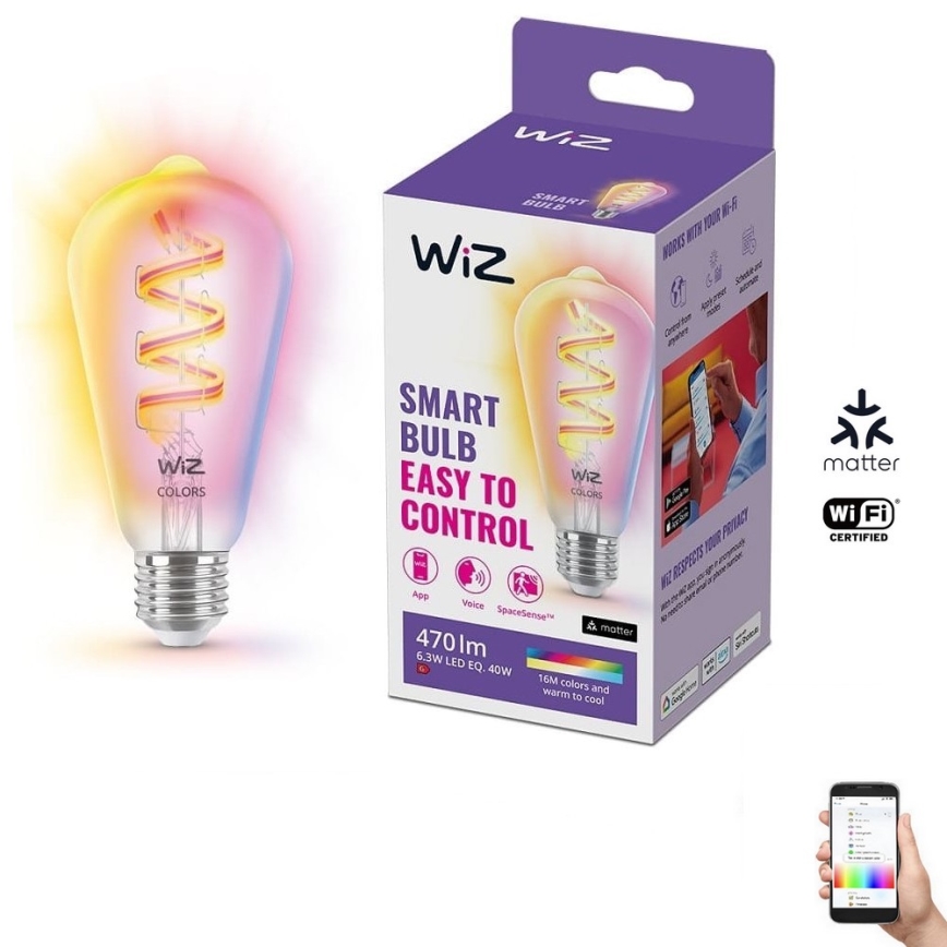 LED RGBW Zatemnitvena žarnica ST64 E27/6,3W/230V 2200-6500K Wi-Fi - WiZ