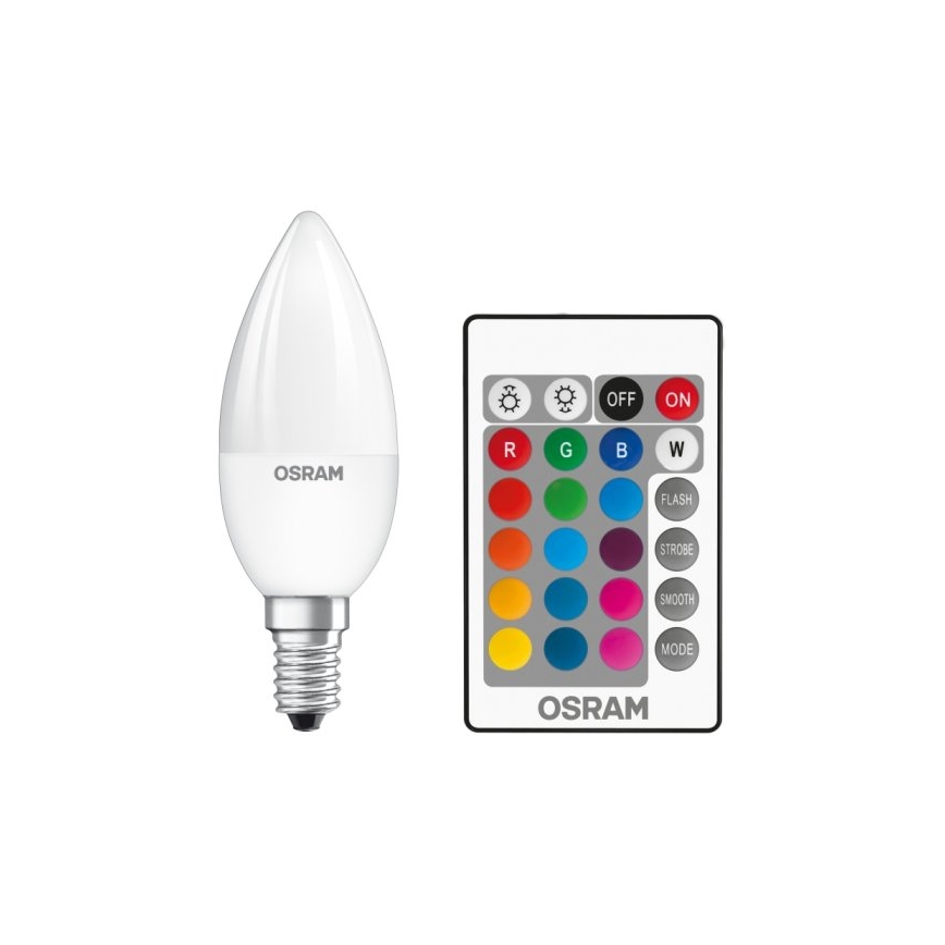LED RGBW Zatemnitvena žarnica STAR E14/4,5W/230V 2700K + Daljinski upravljalnik – Osram