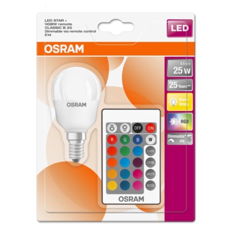 LED RGBW Zatemnitvena žarnica STAR E14/4,5W/230V 2700K + DU - Osram