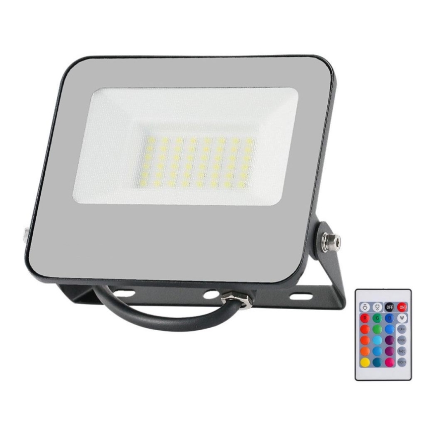 LED RGBW Zatemnitveni reflektor LED/30W/230V IP65 siva + Daljinski upravljalnik