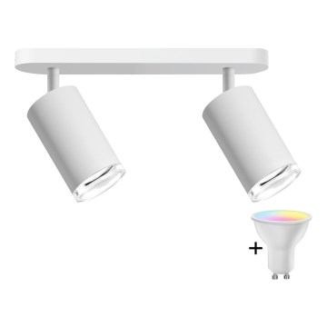 LED RGBW zatemnjevalna kopalniška točkovna svetilka TURYN 2xGU10/6,5W/230V 2700-6500K Wi-Fi IP44 bela