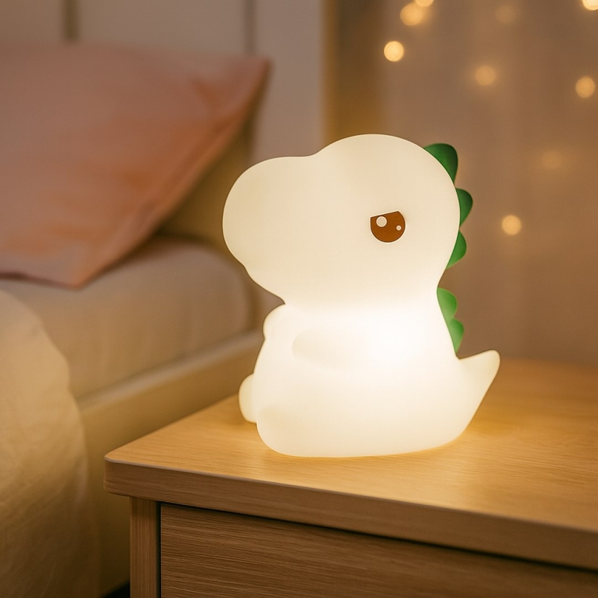LED RGBW otroška nočna lučka DINO na dotik, polnilna z nastavljivo svetlostjo LED/1W/5V 1200 mAh