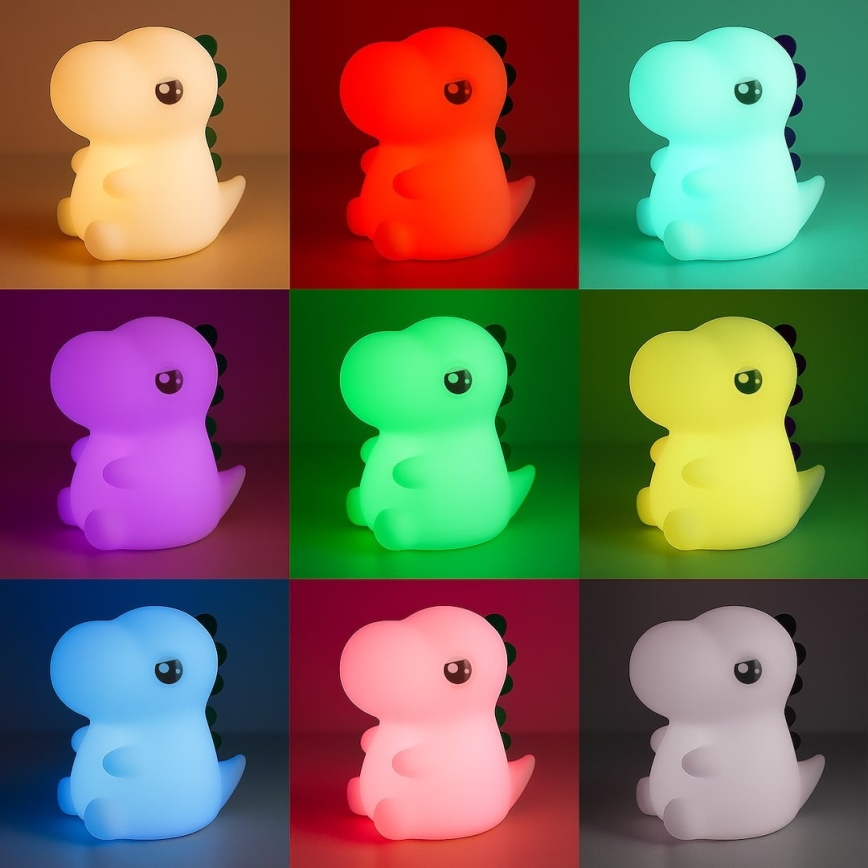 LED RGBW otroška nočna lučka DINO na dotik, polnilna z nastavljivo svetlostjo LED/1W/5V 1200 mAh