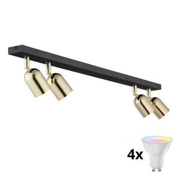 LED RGBW zatemnjevalna točkovna svetilka TOP 4xGU10/6,5W/230V 2700-6500K črna/zlata