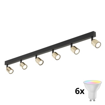 LED RGBW zatemnjevalna točkovna svetilka TOP 6xGU10/6,5W/230V 2700-6500K črna/zlata