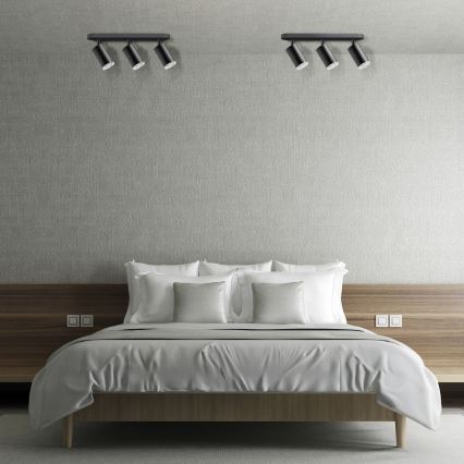 LED RGBW zatemnljivo kopalniško točkovno svetilo TURYN 3xGU10/4,8W/230V 3000K IP44 črna + daljinski upravljalnik