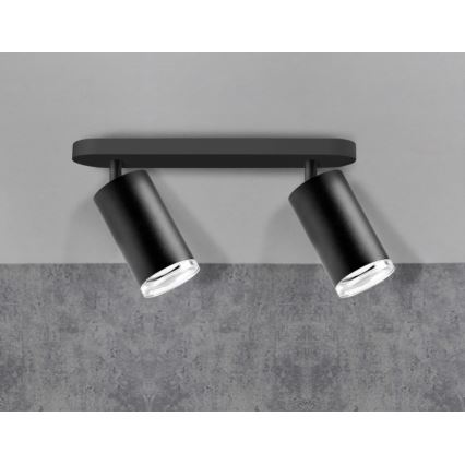 LED RGBW zatemnjiva kopalniška točkovna svetilka TURYN 2xGU10/4,8W/230V 3000K IP44 črna + daljinski upravljalnik