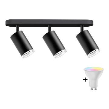 LED RGBW zatemnjiva kopalniška točkovna svetilka TURYN 3xGU10/6,5W/230V 2700-6500K Wi-Fi IP44 črna