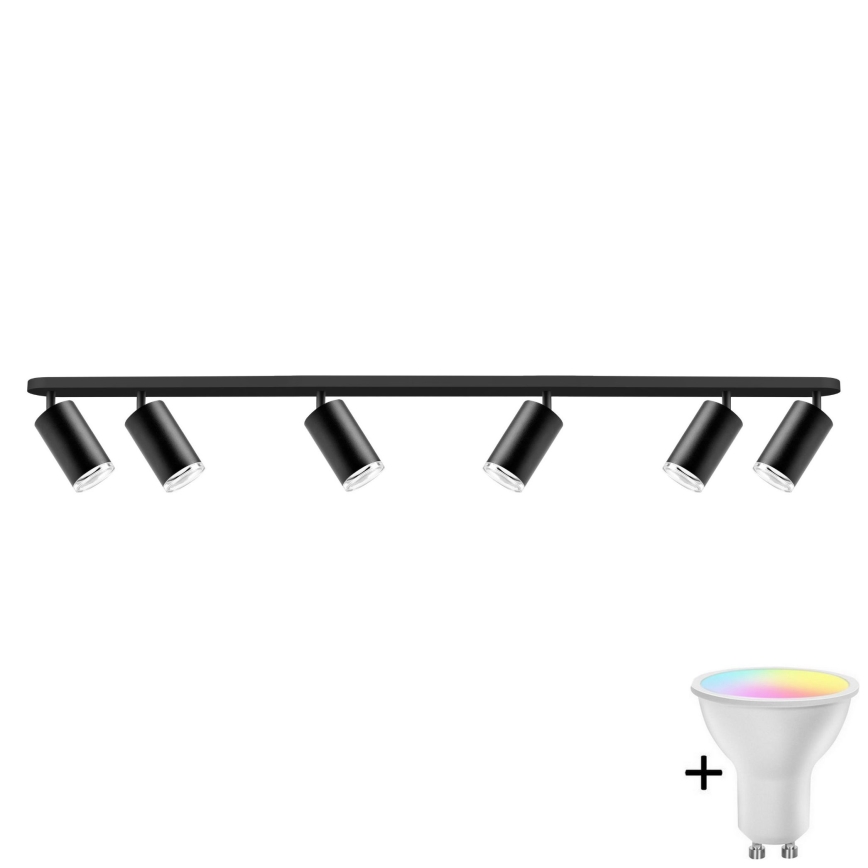 LED RGBW zatemnjiva kopalniška vgradna točkovna svetilka TURYN 6xGU10/6,5W/230V 2700-6500K Wi-Fi IP44 črna