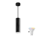 LED RGBW zatemnjiva kopalniška viseča svetilka na kablu TURYN 1xGU10/6,5W/230V 2700-6500K Wi-Fi IP44 črna