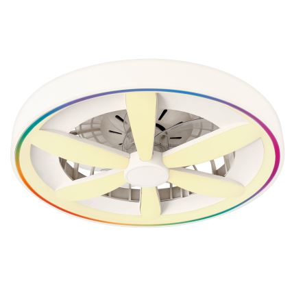 LED RGBW zatemnljivo stropno svetilo z ventilatorjem MALAWI LED/48W/230V 3000-6500K bela + daljinski upravljalnik