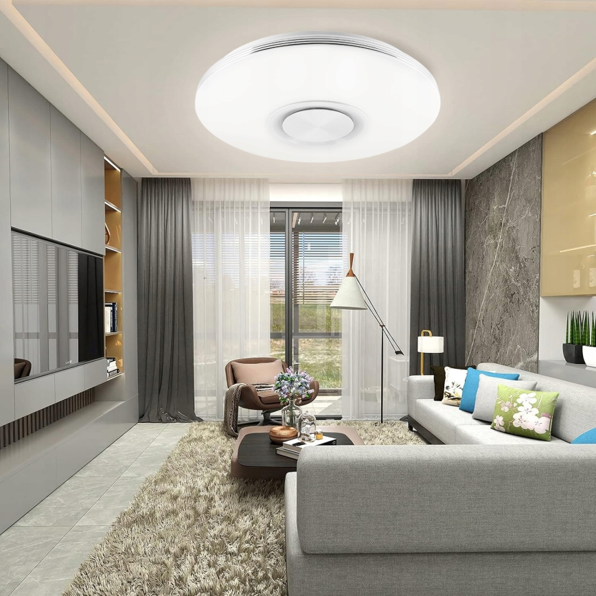 LED RGBW zatemnljivo stropno svetilo z zvočnikom LED/60W/230V 3000-6000K premer 40 cm belo + daljinski upravljalnik