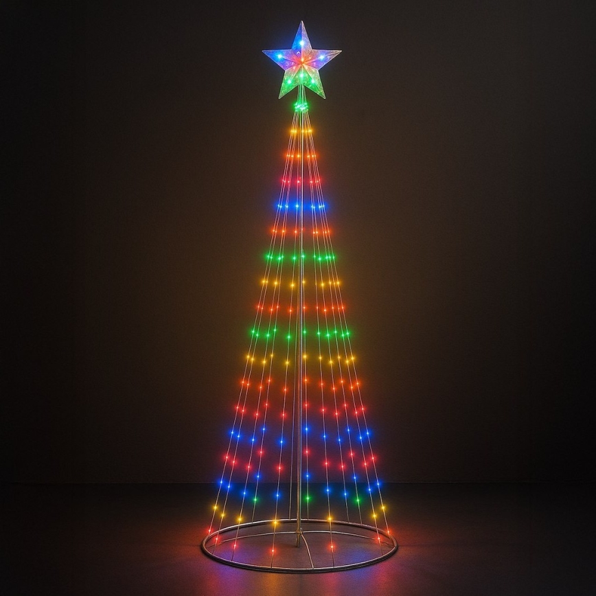 LED RGBW zatemnjiva zunanja božična dekoracija LED/4W/230V 180 cm IP44 smreka + daljinski upravljalnik