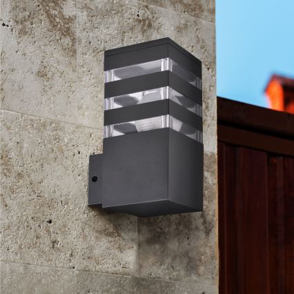 LED RGBW zatemnjevalna zunanja stenska svetilka TEKSAS 1xE27/12W/230V 2700-6500K Wi-Fi IP44 antracit