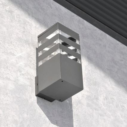 LED RGBW zatemnjevalna zunanja stenska svetilka TEKSAS 1xE27/12W/230V 2700-6500K Wi-Fi IP44 antracit