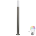 LED RGBW zatemnjiva zunanja svetilka LIVIA 1xE27/6,5W/230V 2700-6500K Wi-Fi 100 cm IP44 srebrna