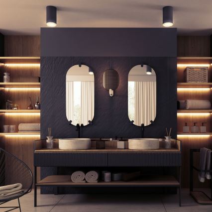 LED RGBW zatemnjivo kopalniško točkovno svetilo TURYN 1xGU10/4,8W/230V 3000K IP44 črna + daljinski upravljalnik