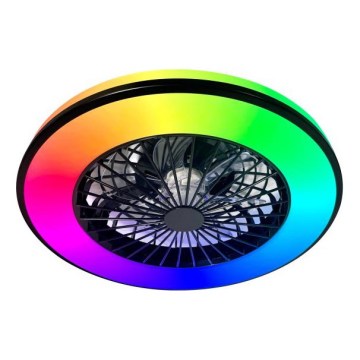 LED RGBW zatemnjivo stropno svetilo z ventilatorjem VENTELUX LED/48W/230V 3000/4000/6500K, premer 48,5 cm, črna + daljinski upravljalnik