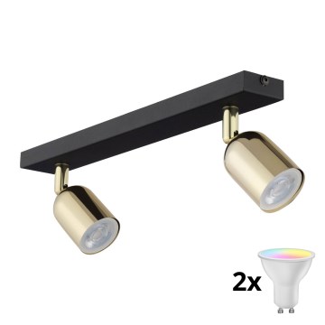 LED RGBW zatemnjivo točkovno svetilo TOP 2xGU10/6,5W/230V 2700-6500K črna/zlata